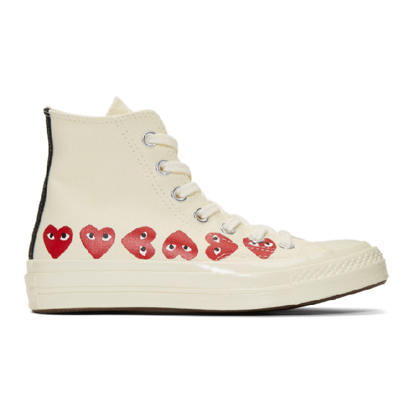 Comme Des Garçons Play Comme Des Garcons Play Off-white Converse Edition Multiple  Hearts Chuck 70 High Sneakers In 2 Off White | ModeSens