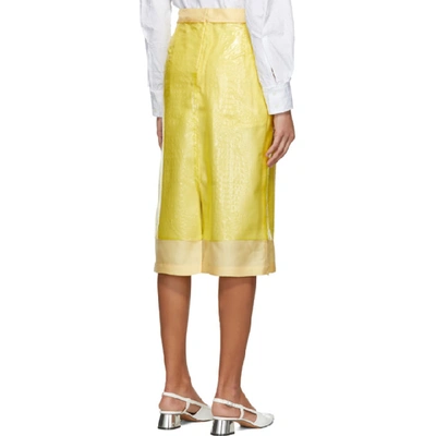 Shop Sies Marjan Yellow Embossed Plastic Sula Straight Skirt In Lemon