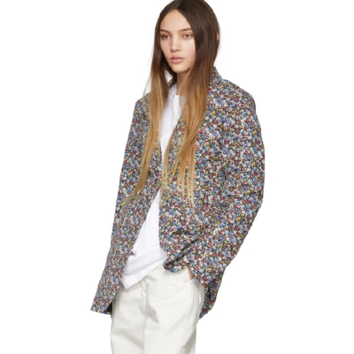 Shop Victoria Beckham Multicolor Masculine Blazer In Blk/blue