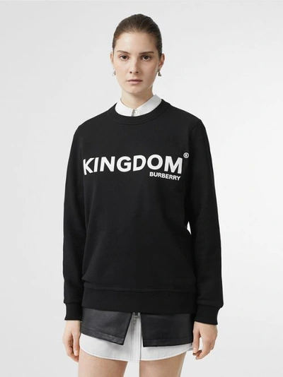 Shop Burberry Kingdom Print Cotton Sweatshirt In Black