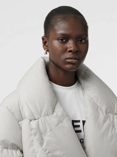 Shop Burberry Detachable Shearling Collar Down-filled Puffer Coat In Pale Grey