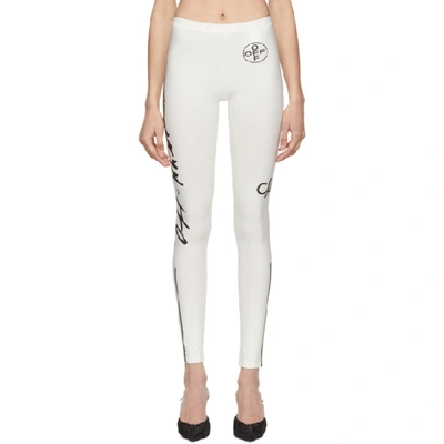 Shop Off-white White Diag Leggings In White/black