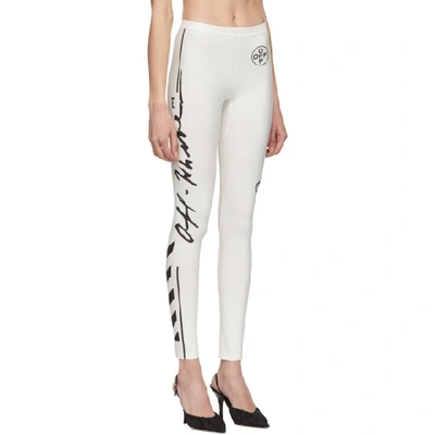 Shop Off-white White Diag Leggings In White/black