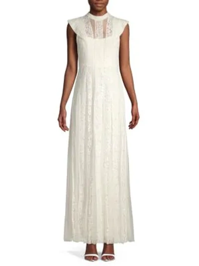 Shop Bcbgmaxazria Lace Tulle Gown In Off White