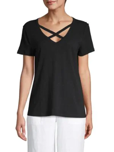Shop Saks Fifth Avenue Criss-cross Cage T-shirt In Black