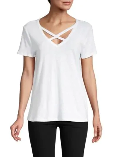 Shop Saks Fifth Avenue Criss-cross Cage T-shirt In White