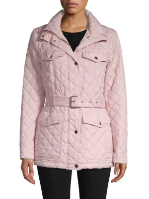 michael kors quilted belted coat