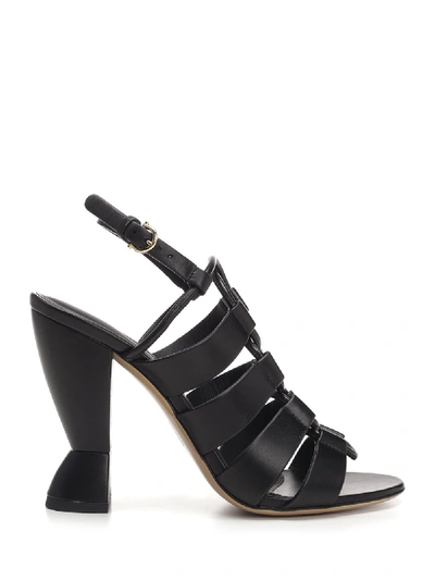 Shop Ferragamo Salvatore  Sculptural Sandals In Black