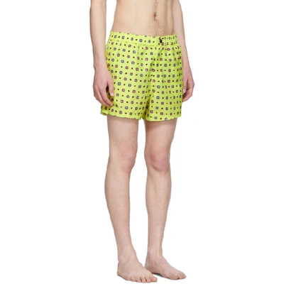 Shop Kenzo Yellow Medallions Logo Swim Shorts In 39 Lemon