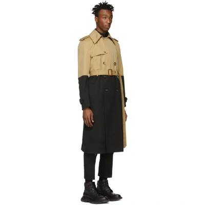 Shop Alexander Mcqueen Black And Beige Hybrid Trench Coat In 9503 Gldbge