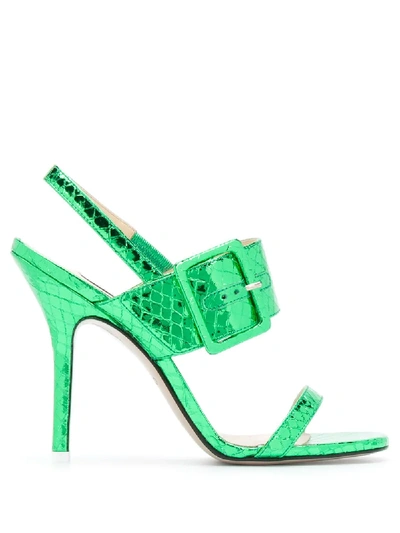 Shop Attico Snakeskin-effect Sandals - Green