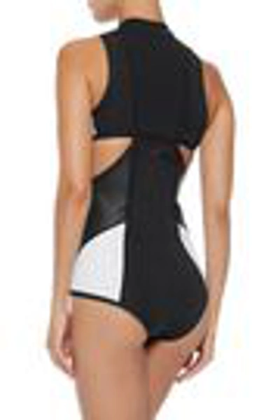 Shop Duskii Kailua Cutout Two-tone Neoprene Swimsuit In Black