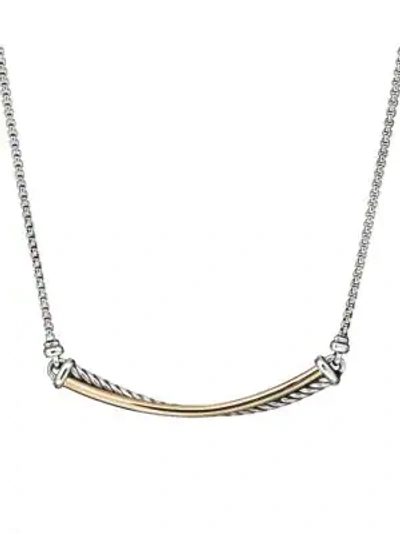 Shop David Yurman Crossover 18k Yellow Gold & Sterling Silver Bar Necklace