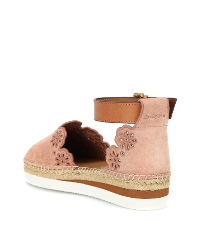 Shop See By Chloé Suede And Leather Espadrilles In Pink