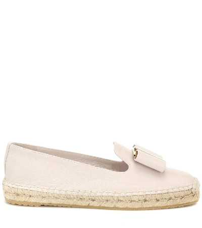 Shop Ferragamo Sannio Leather Espadrilles In Pink