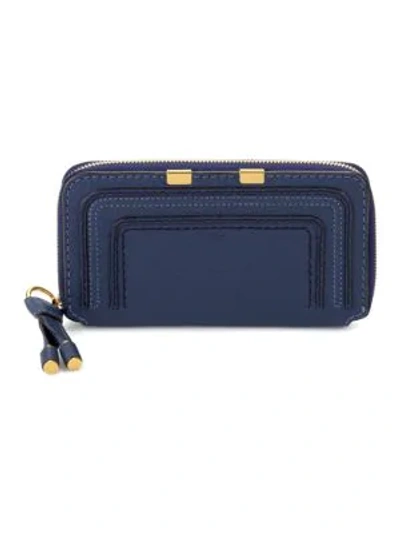 Shop Chloé Marcie Zip-around Leather Wallet In Royal Navy