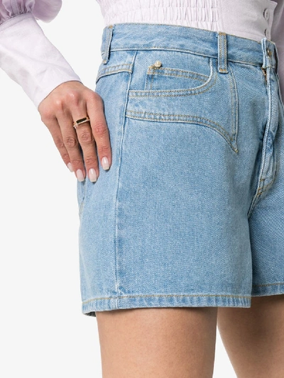 Shop Nanushka Rasa Wide-leg Denim Shorts In Blue