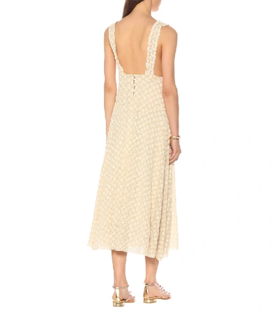 Shop Alexa Chung Floral Cotton-blend Midi Dress In Beige