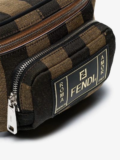Shop Fendi Striped Crossbody Bag In F164h Brown