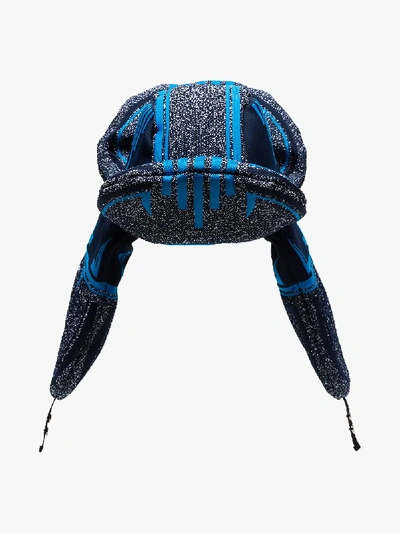 Shop Prada Jacquard Padded Hat In Blue