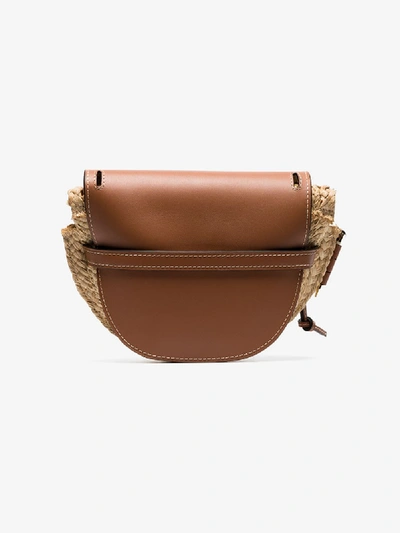 Shop Loewe Brown Gate Mini Leather And Raffia Shoulder Bag