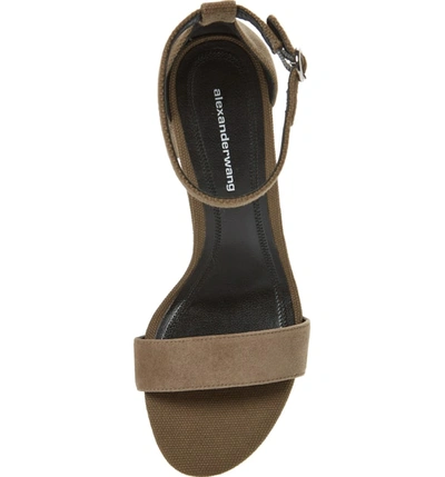 Shop Alexander Wang New Abby Ankle Strap Sandal In Khaki Suede
