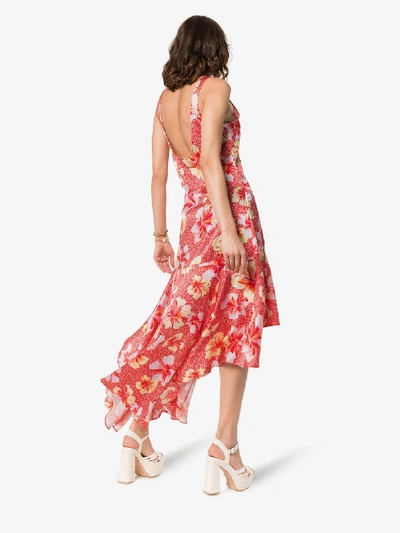 Shop Onia Martine Hibiscus-print Silk Dress In Red