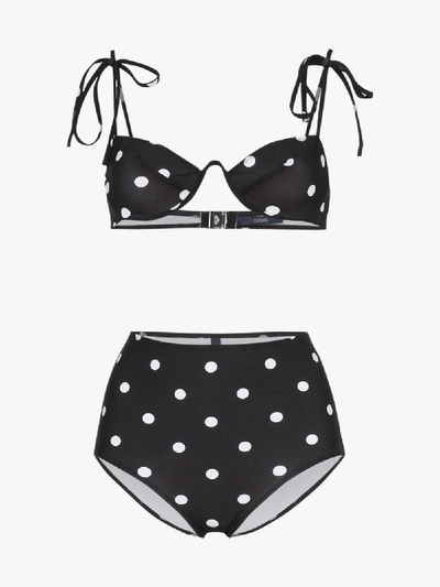 Shop Araks Myriam Mallory Polka Dot Underwired High-waisted Bikini Set In Black/ White