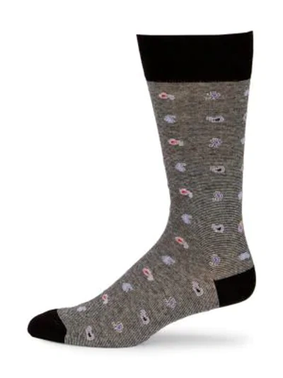 Shop Saks Fifth Avenue Men's Collection Mid-calf Paisley Socks In Black