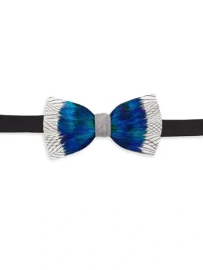 Shop Brackish Men's Rutledge Feather Bow Tie In Blue White