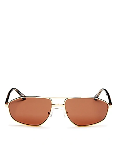 Shop Balenciaga Men's Vintage Brow Bar Aviator Sunglasses, 58mm In Gold/rust