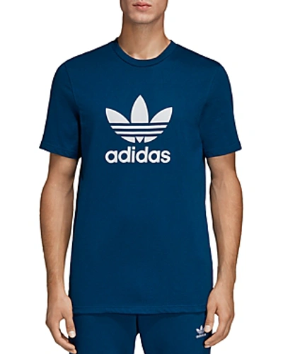 Shop Adidas Originals Trefoil Short Sleeve Tee In Blue