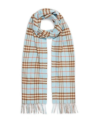 Shop Burberry Giant Check Cashmere Scarf In Pale Peridot