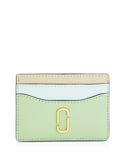 Shop Marc Jacobs Snapshot Color-block Embossed Leather Card Case In Mint Multi/gold