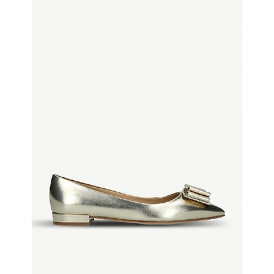 Shop Ferragamo Zeri Ballerina Metallic Leather Flats In Gold