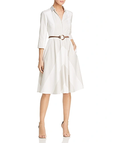 Shop Elie Tahari Candence Belted Shirt Dress In Birch Pearl