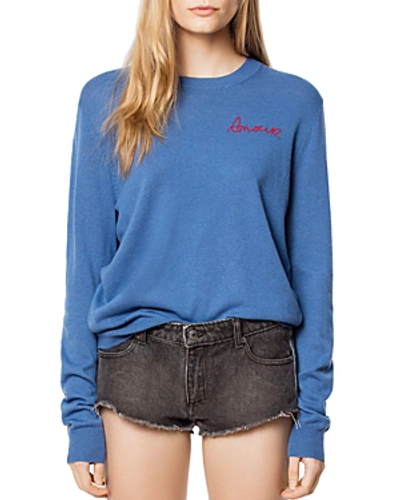 Shop Zadig & Voltaire Life Wool & Cashmere Sweater In Bleu Marguerite