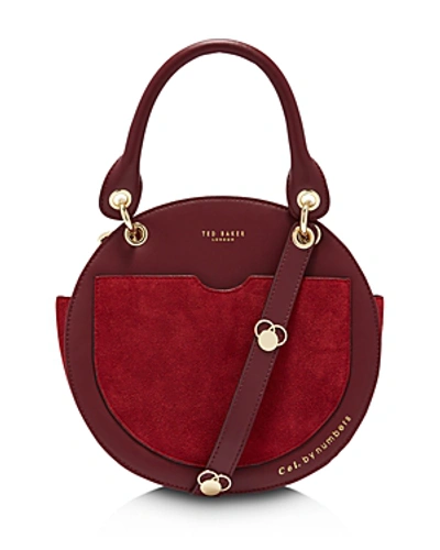 Shop Ted Baker Sunnie Leather & Suede Circle Crossbody In Dark Red