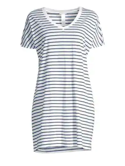 Shop Hanro Laura Sleepshirt In Dark Blue Stripe