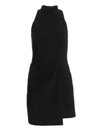 Shop Halston Heritage Sleeveless Drape Front Sheath Dress In Black