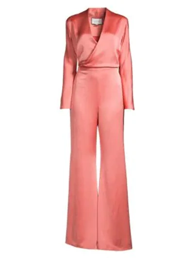 Shop Alexis Raine Faux Wrap Jumpsuit In Rose Madder