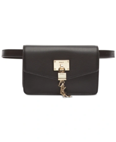 Shop Dkny Elissa Leather Belt Bag, Created For Macy's In Black/gold
