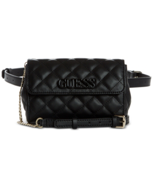 Guess Elliana Convertible Crossbody Belt Bag In Black/gold |