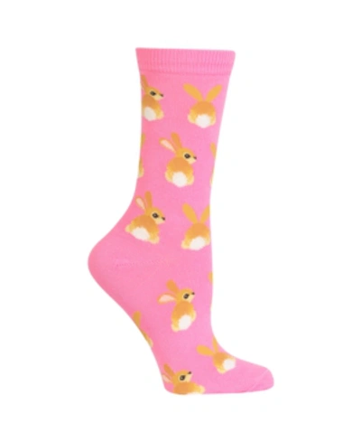 Shop Hot Sox Women's Bunny Tails Fashion Crew Socks In Pink