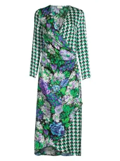 Shop Rixo London Betty Wrap Dress In Retro Floral Houndstooth