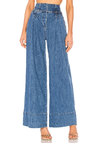 Shop Ulla Johnson Billie Trouser In Mid Wash