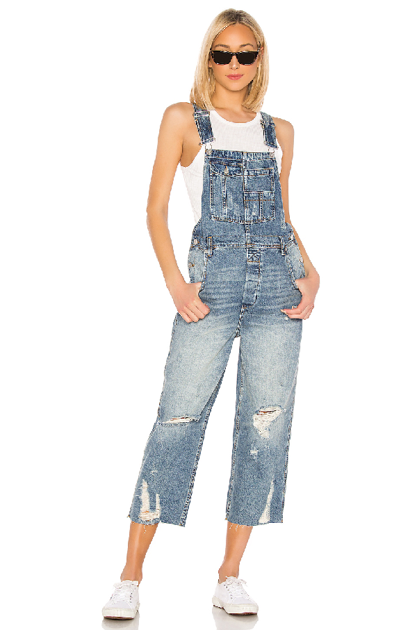 cropped denim overalls