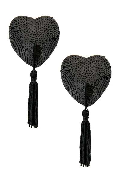 Shop Bristols6 Black Sequin Hearts With Black Tassels