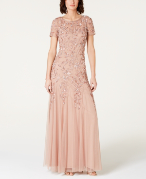 adrianna papell rose gold gown