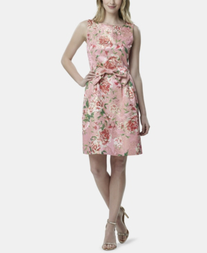 tahari asl metallic jacquard midi dress